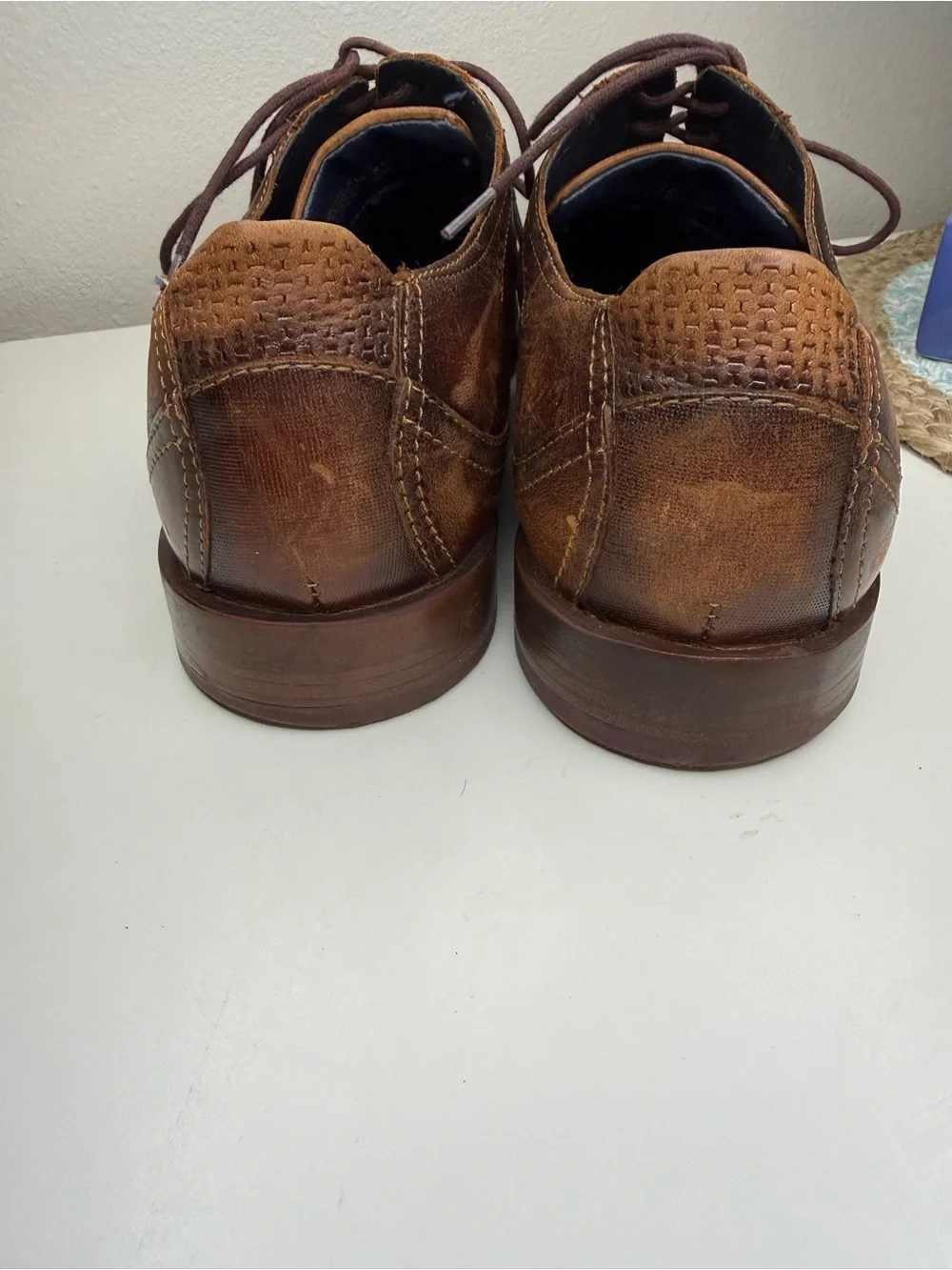 Stacy Adams Men’s Brown Leather Oxford Dress Shoes Size 12 Textured Lace Up